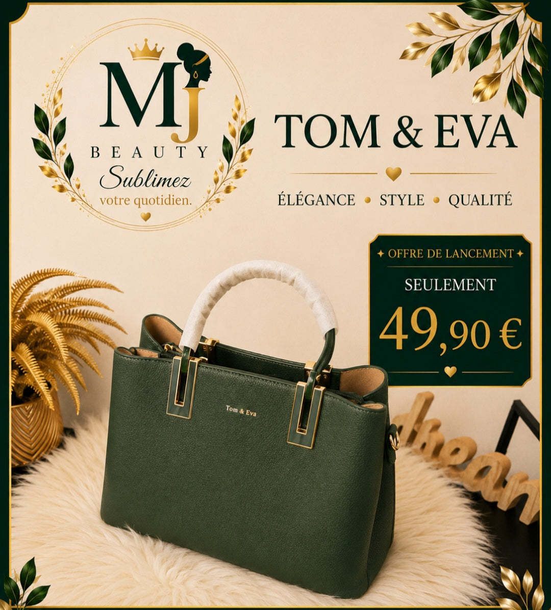 Sac à main TOM & EVA – Vert foncé