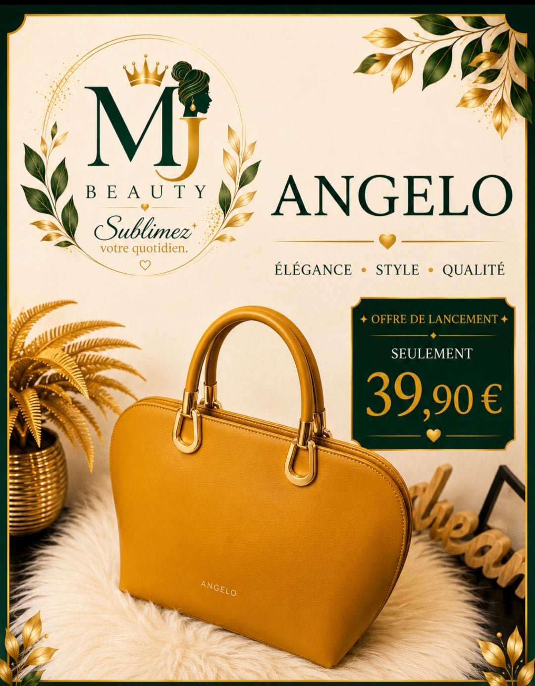 Sac à main ANGELO – Jaune moutarde